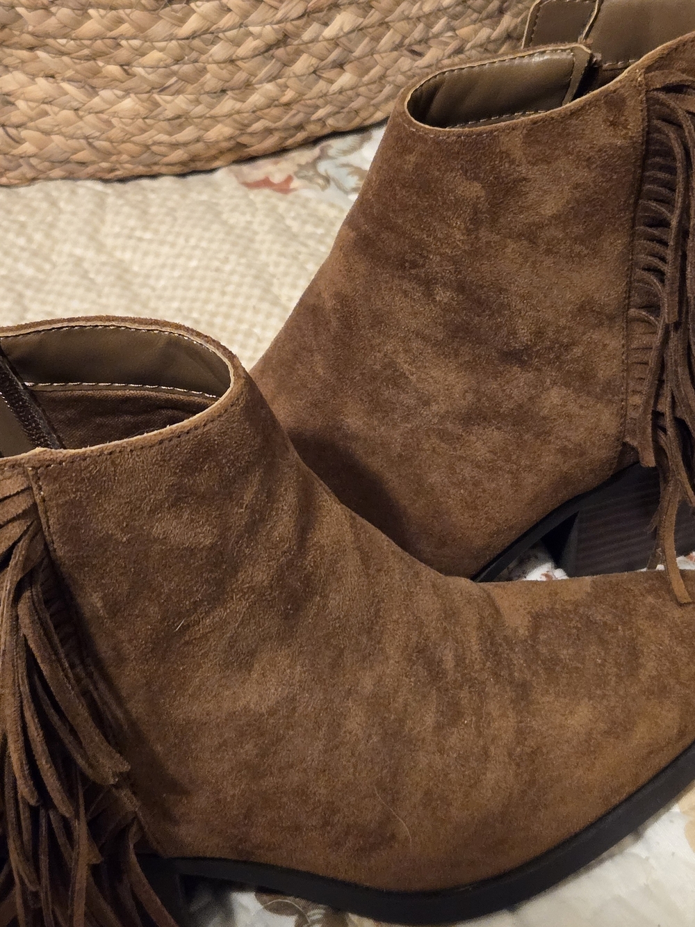 Maurices Brown Suede Fringe Ankle Booties